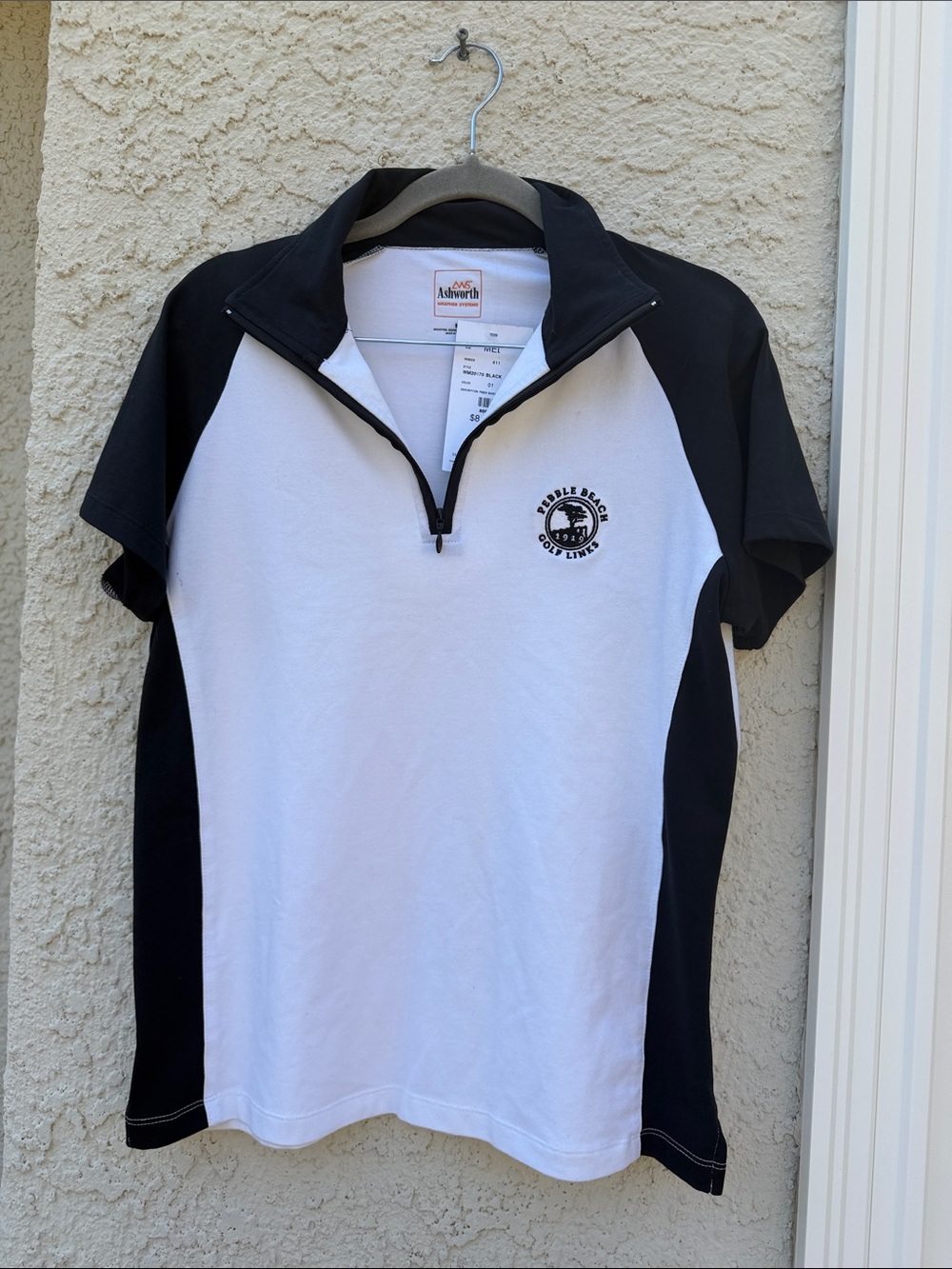 Pebble Beach Golf Links Women's Ashworth 1/4 Zip Short Sleeve Top Size M NWT